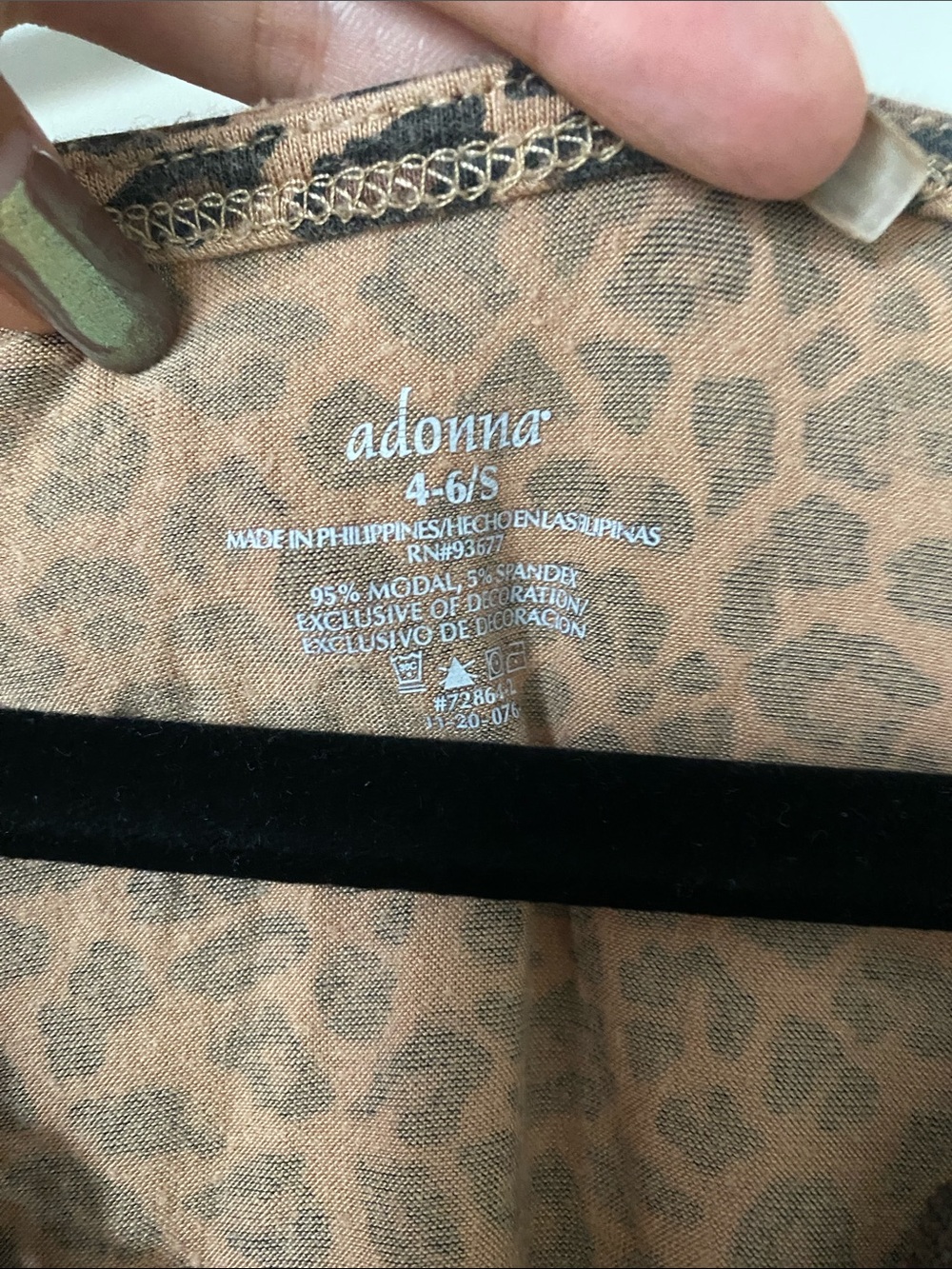 Adonna Short Sleeve Leopard Print Tee with Lace V-Neck - Tan and Brown - Picture 2 of 3